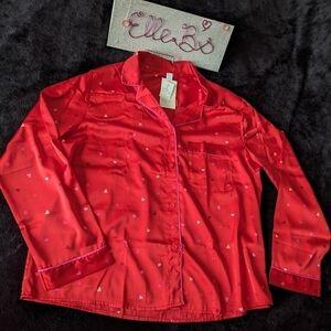 NWT Stars Above Heart Pattern Button Front Top L